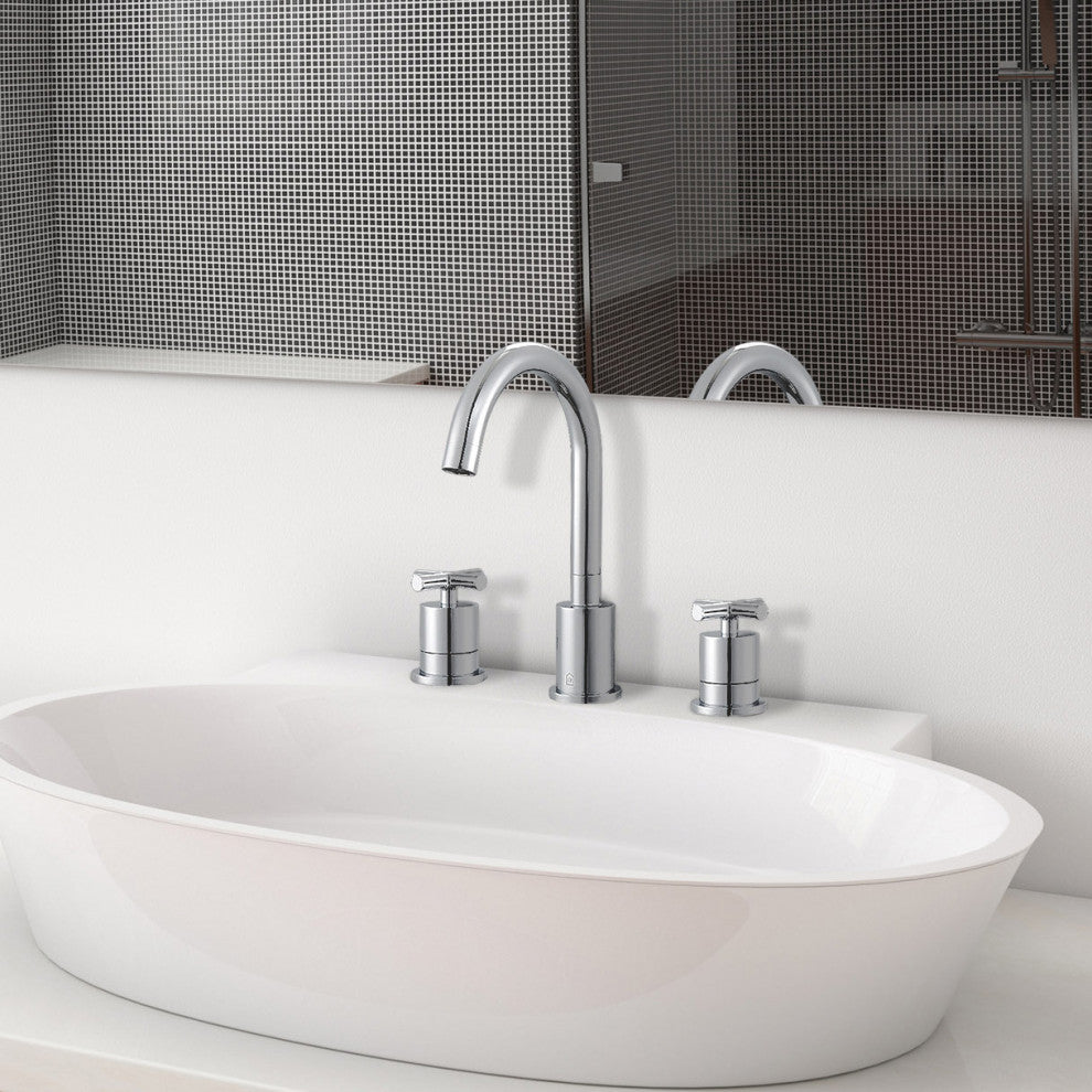 Ava Widespread Cross Handle Bathroom Faucet, Chrome