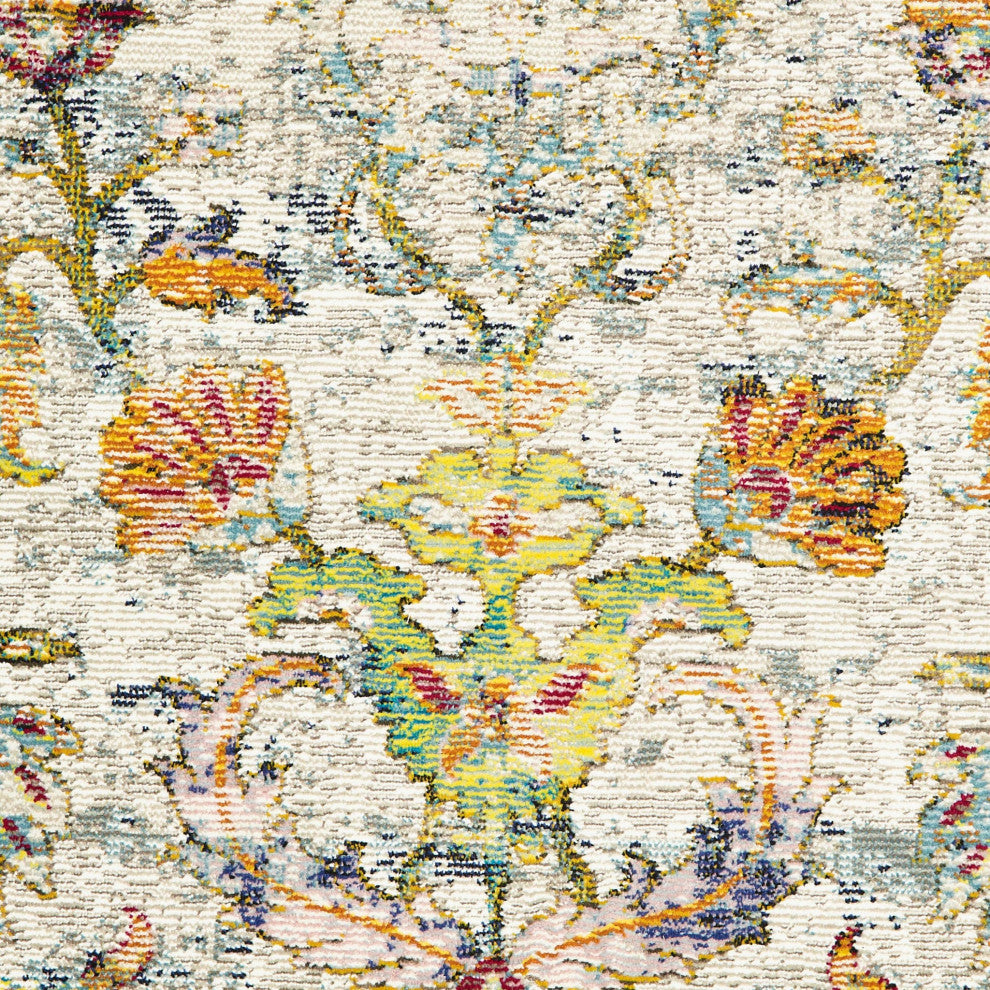2" x 9" Beige Abstract Garden Runner Rug