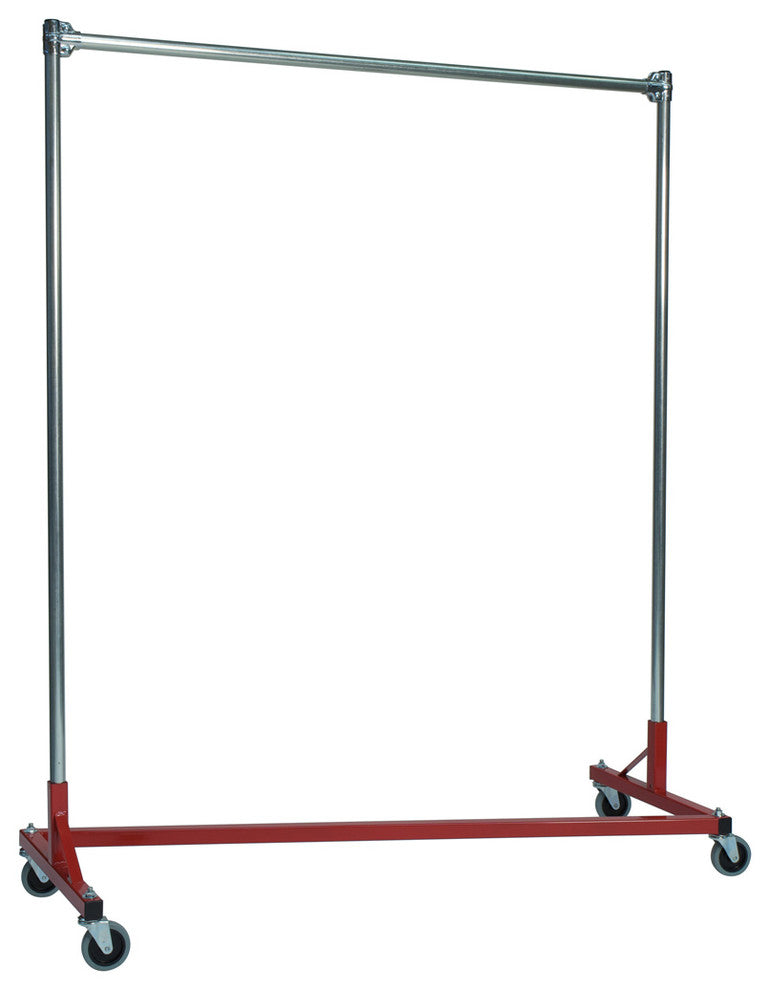 Z-Rack - Heavy Duty 60" Long Base Single Rail w/ 60" Uprights, Red, Modern