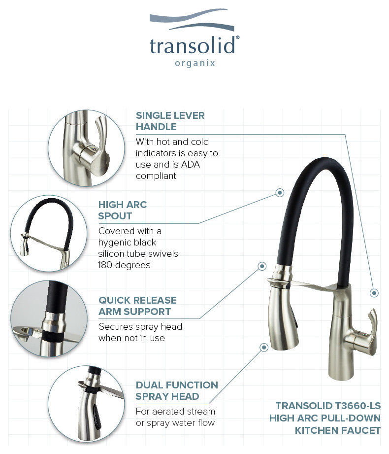 Transolid Organix Pull-Out Kitchen Faucet, Luxe Stainless