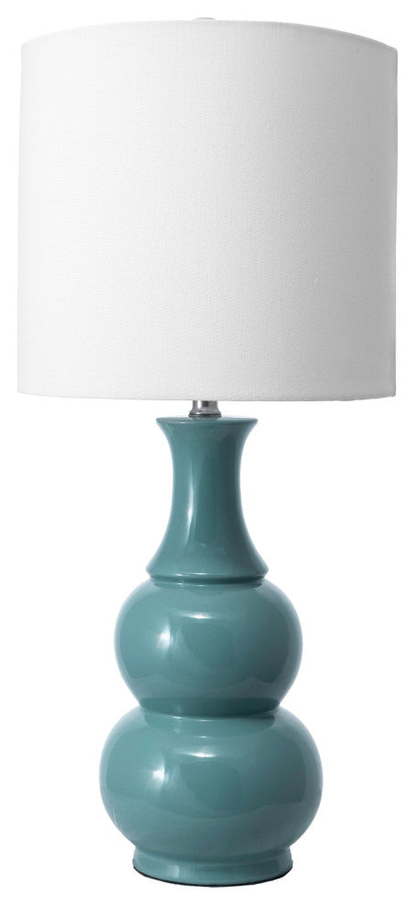Nuloom 29" Samantha Ceramic Gourd Linen Shade Green, On-Off Switch Table Lamp