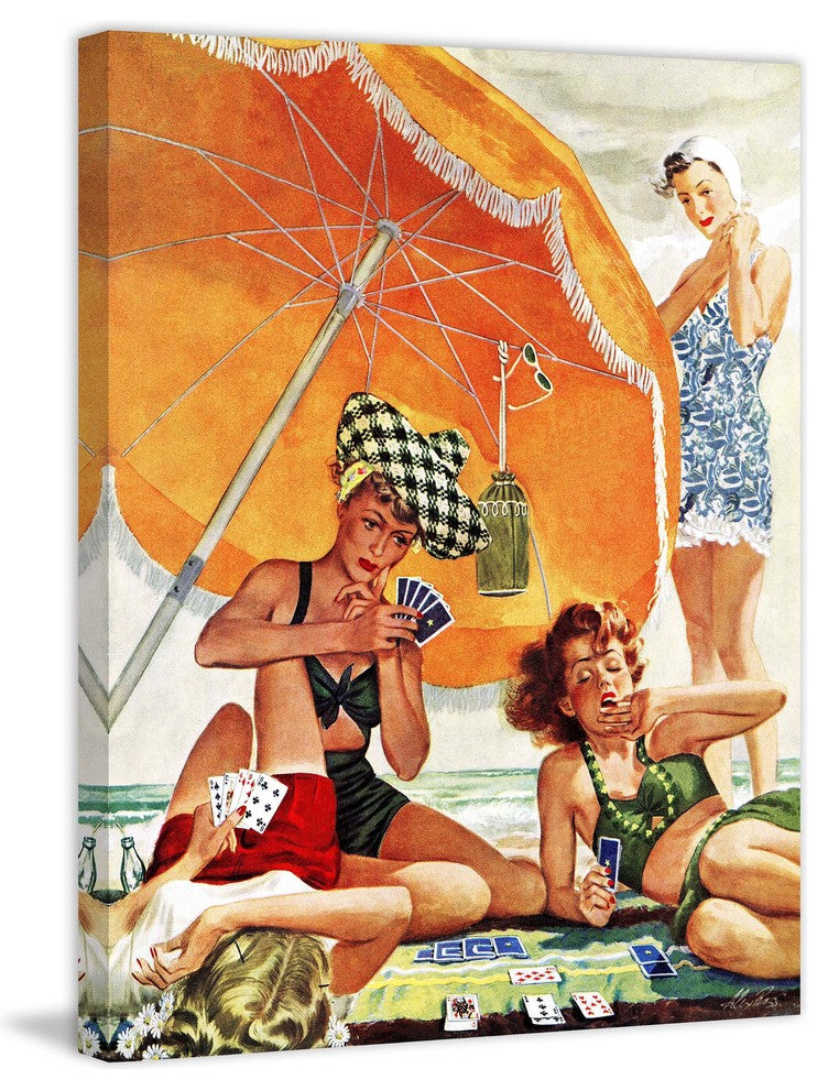 "Card Game at the Beach" Art Print, 76x99 cm