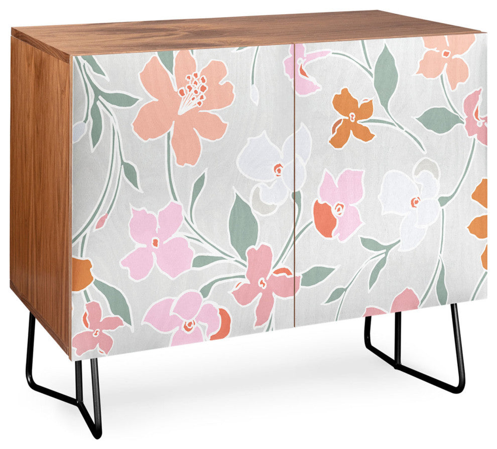 Deny Designs Wa Credenza, Walnut, Black Steel legs