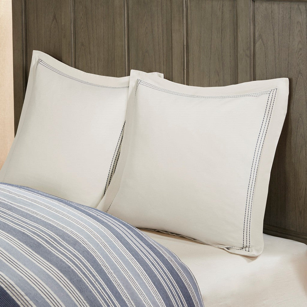 Madison Park Farmhouse Comforter Duvet Cover Set With Insert, Blue, Blue, Queen