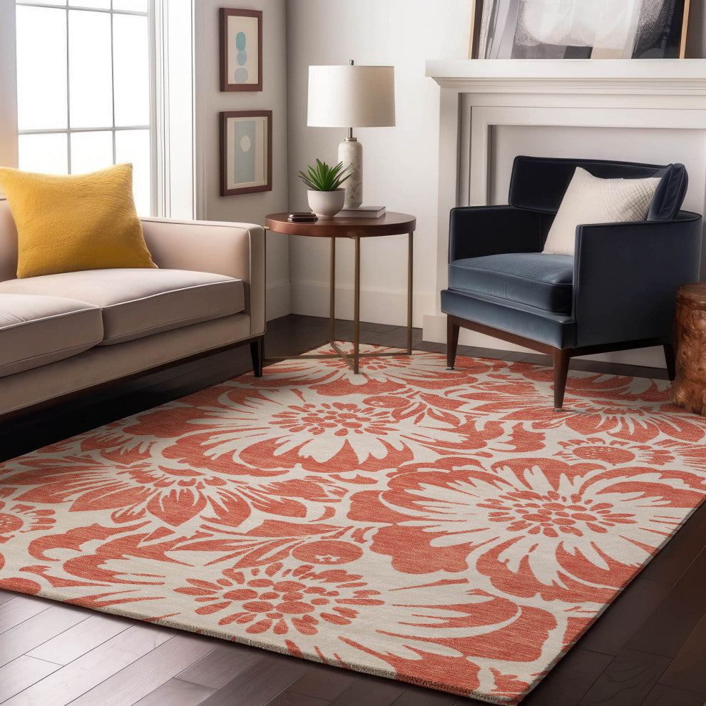Premium Machine Washable Mayfield AMF551 Salmon 3' x 5' Rug