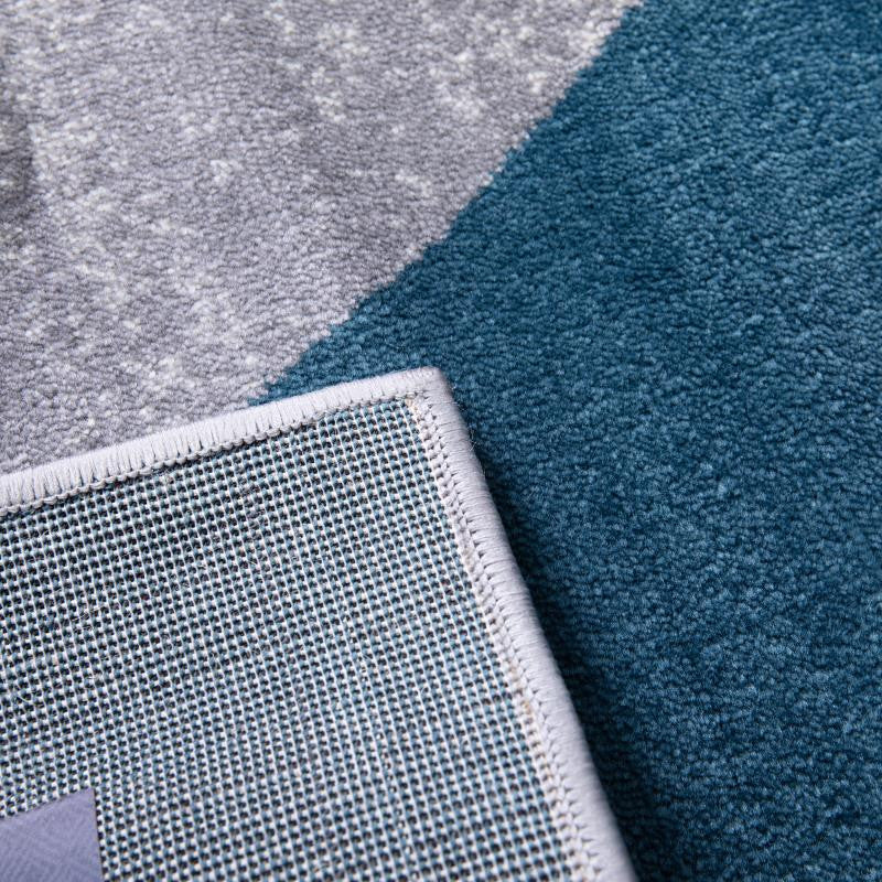 Harken Collection Geometric Olefin Area Rug with Jute Backing, Blue, 8' X 10'