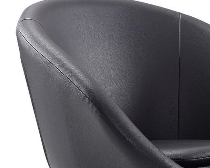 Set of 2 Accent Chair, Adjustable Cushioned Seat & Curved Back, Black Pu Leather