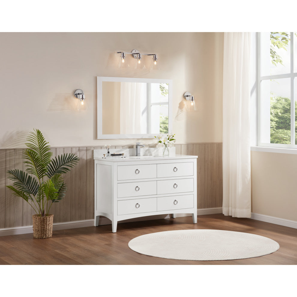 Legion Furniture WS2518 Series Bathroom Sink Vanity, White, 48", Artificial Stone Top, Single Sink