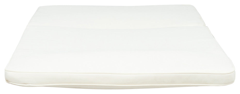 Tina Outdoor Acacia Wood Chaise Lounge and Cushion Sets, Set of 2, Cream