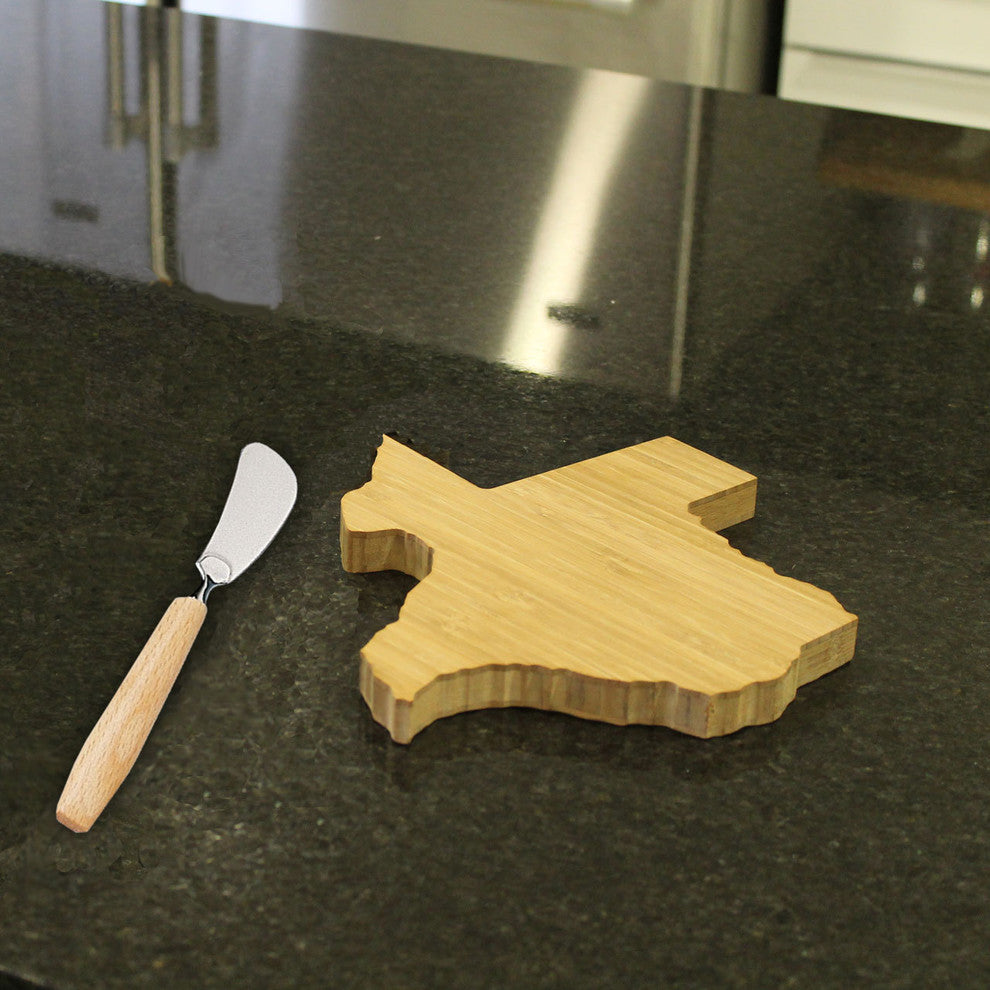 State Shaped Cutting Boards, Amber Bamboo, Texas