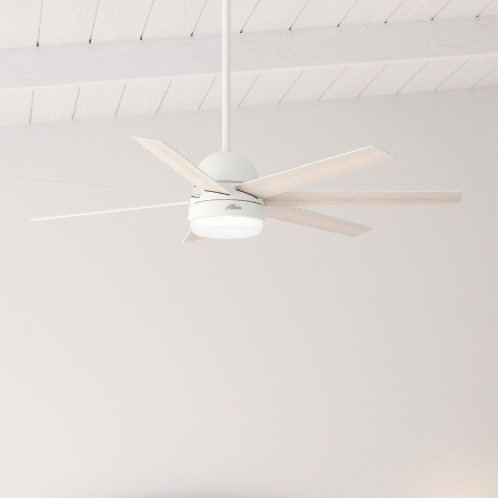 Hunter 60" WiFi Phenomenon Matte White Ceiling Fan With LED Light, Wall Control