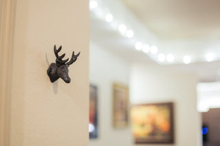 Set of 3 Rustic Brown Deer Head Decorative Wall Hooks Lodge Decor