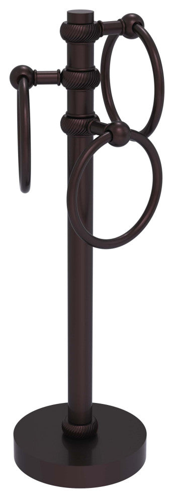 Vanity Top 3 Towel Ring with Twisted Accents, Antique Bronze