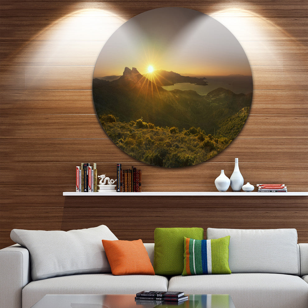 Volterraio And Portoferraio Bay, Landscape Disc Metal Artwork, 23"