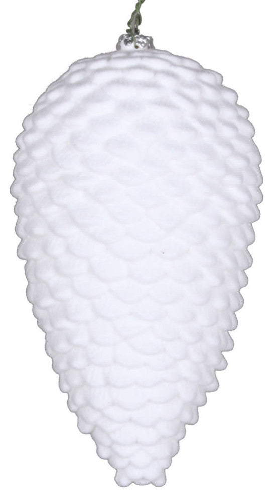 Vickerman Mt195711D 7" White Flocked Pinecone Christmas Ornament, Pack of 2