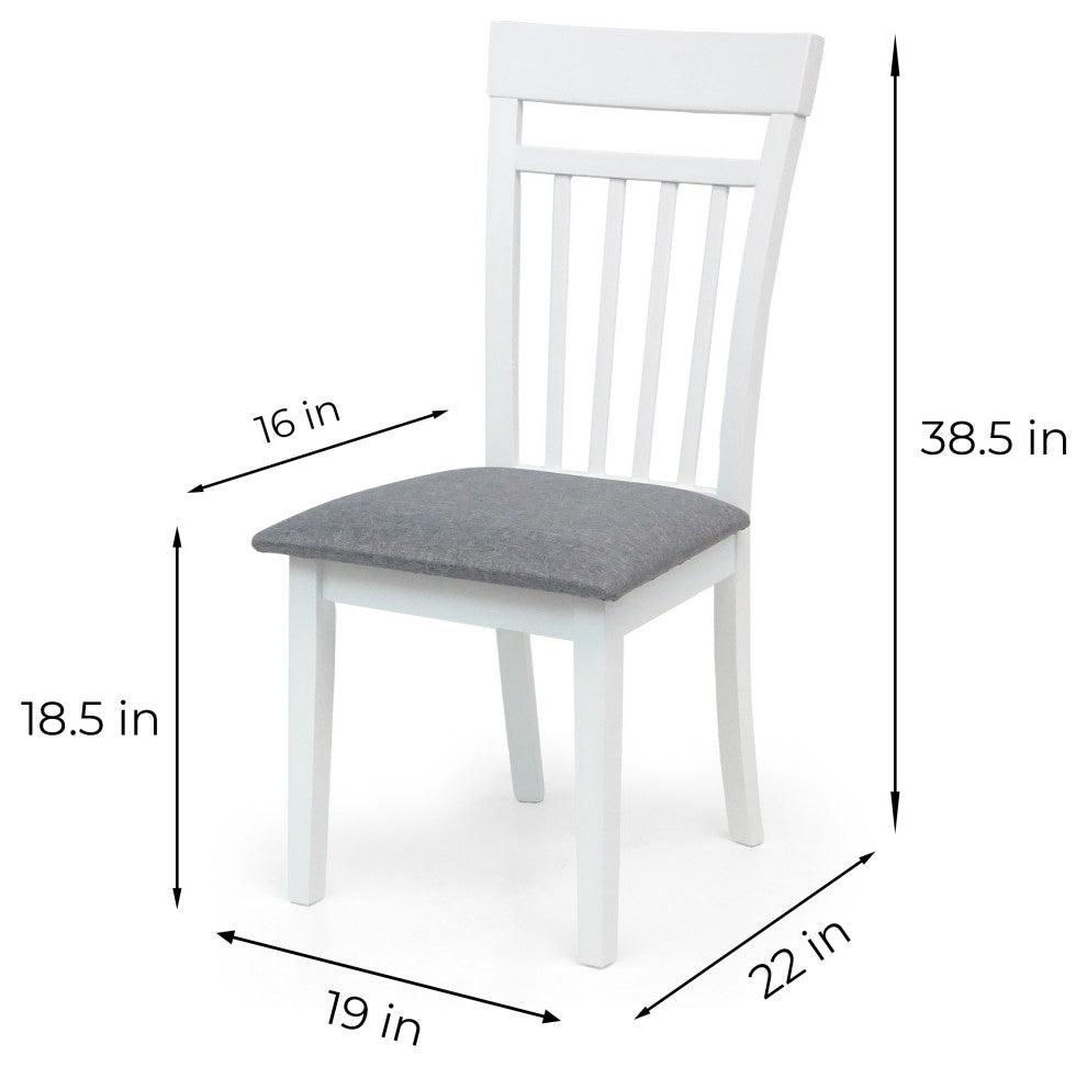 Set of 2 Classic Style Solid Wood Warm Dining Chairs, White/Gray