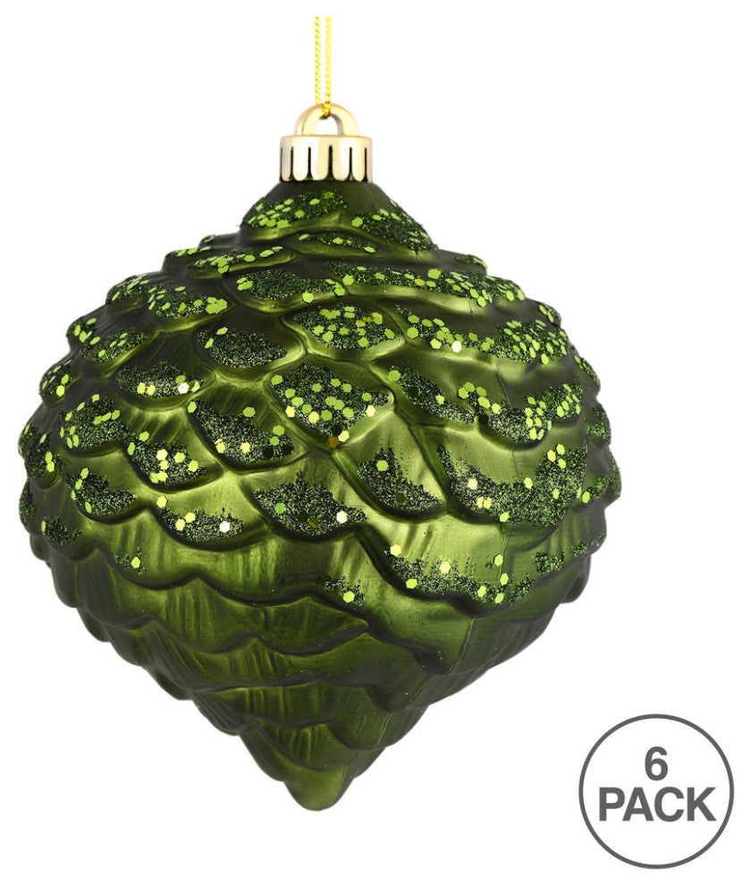 Vickerman N183864D 6" Moss Green Glitter Pinecone Christmas Ornament