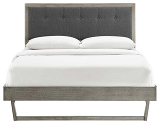 Willow King Wood Platform Bed With Angular Frame - Gray Charcoal...