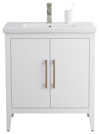 Vanity Art Bathroom Vanity With Sink, White, 30", Single Sink, Brushed Nickel