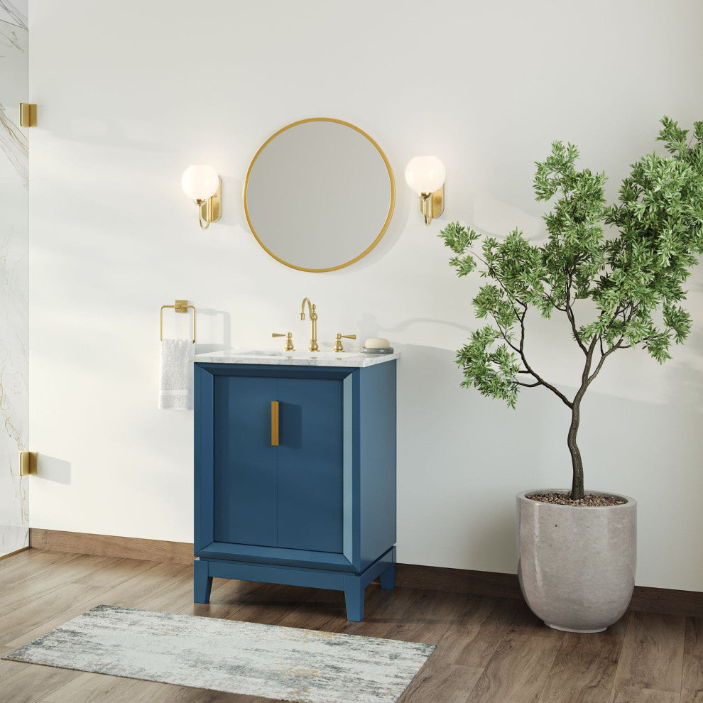 The Ezra Bathroom Vanity, Monarch Blue, 24", Single Sink, Freestanding