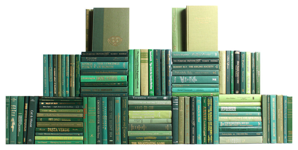 Modern Book Wall Set, Boxwood, Set of 75