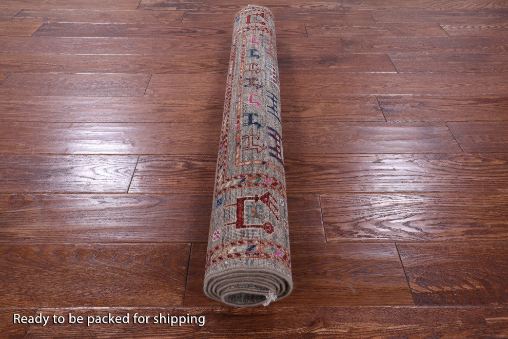 Tribal Persian Gabbeh Hand-Knotted Wool Rug 3' 4" X 4' 10" - Q13840