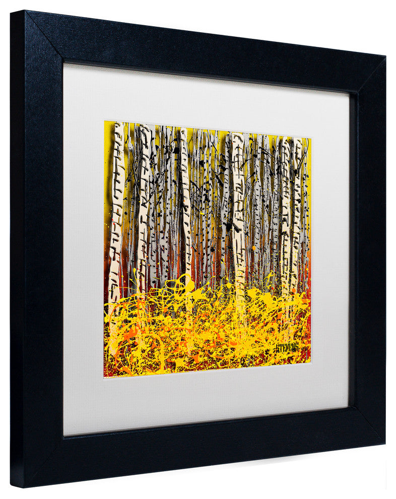 'Fall Aspens' Matted Framed Canvas Art by Roderick Stevens