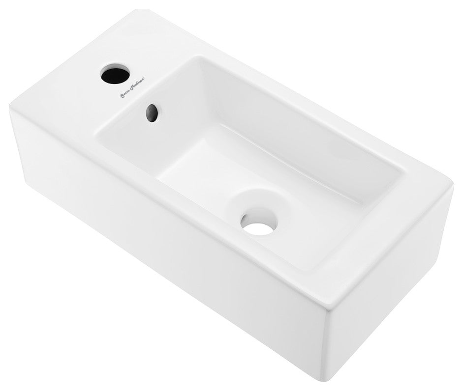 Voltaire 19.5"x10" Ceramic Wall Hung Sink With Faucet Mount, Left Side