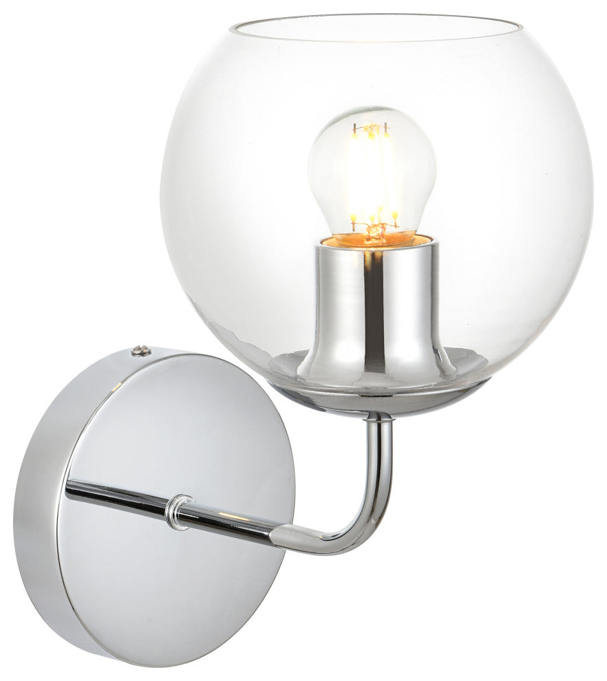 1 Light Chrome And Clear Bath Sconce