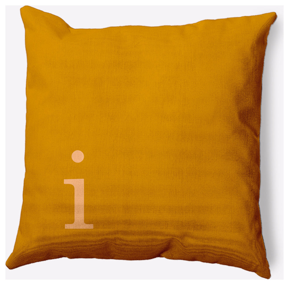 20" x 20" Modern Monogram Indoor/Outdoor Polyester Throw Pillow, Autumn Gold