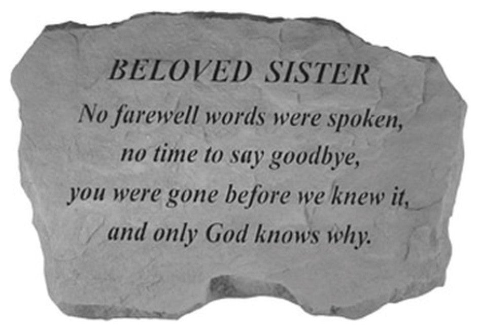 "Beloved Sister- No Farewell Words" Memorial Garden Stone