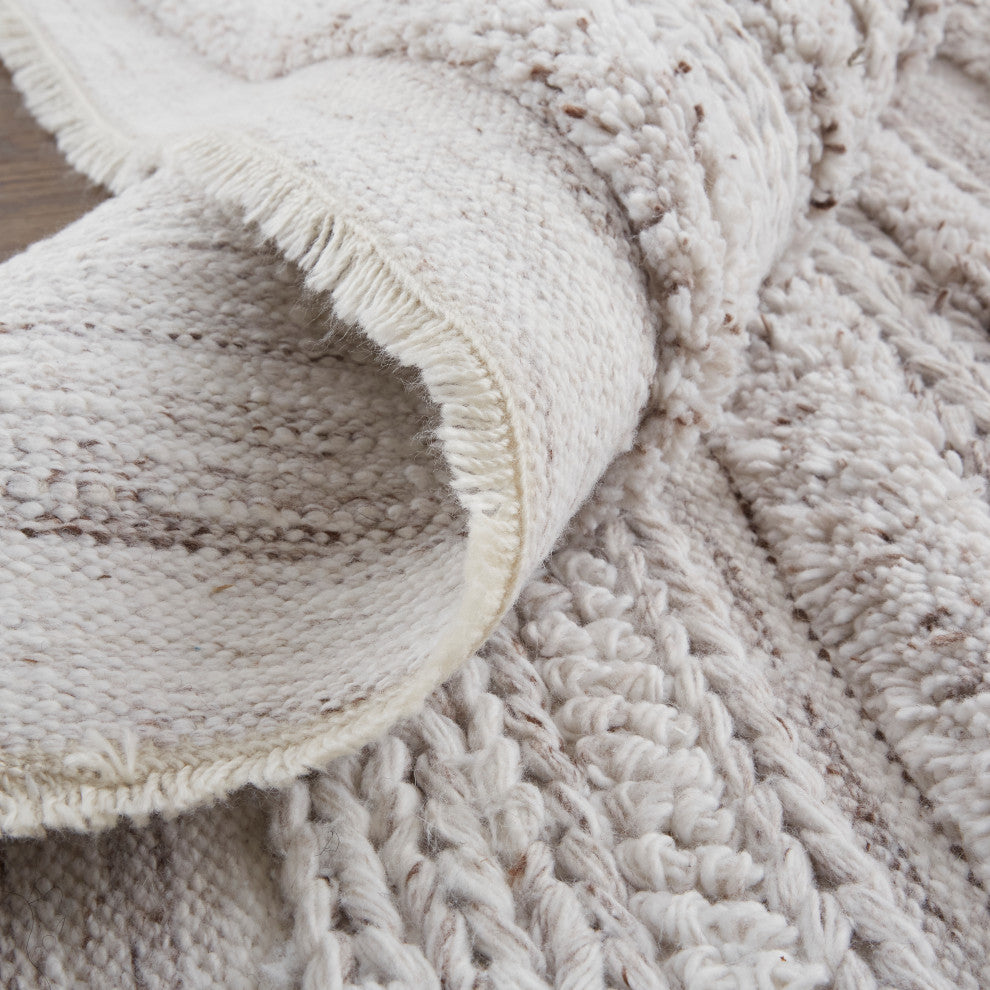 Weave & Wander Akton Shag Rug, Ivory/Carob Brown, 2ft x 3ft Rug