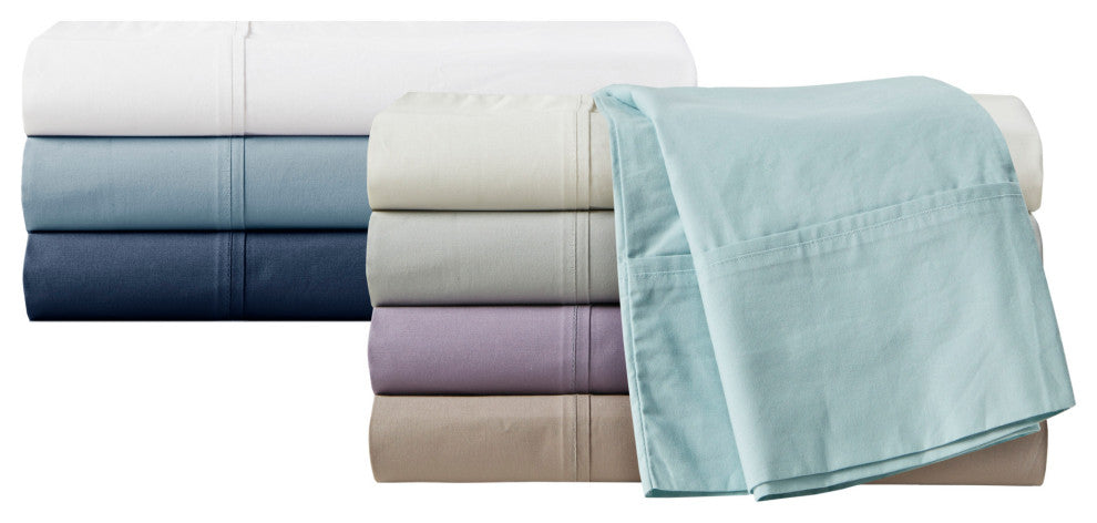 Madison Park Peached Percale Cotton Peached Percale Sheet Set, Purple