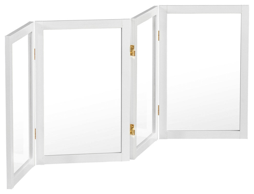 2' Tall Clear Screen, White, 4 Panel