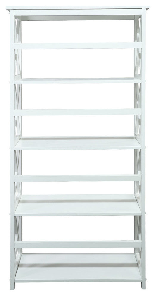 0Montego 5-Shelf Bookcase-White