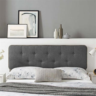 Collins Tufted King Fabric and Wood Headboard-Gray Charcoal