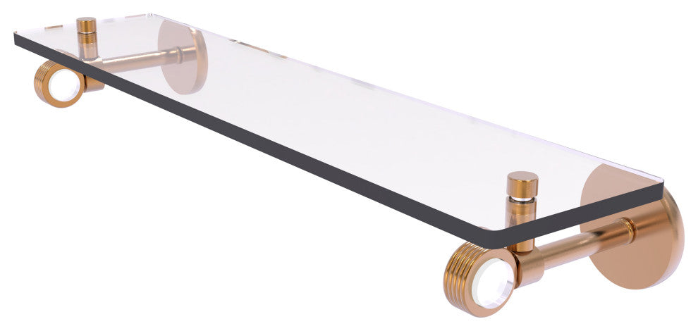 Clearview 22" Glass Shelf with Groovy Accents, Brushed Bronze