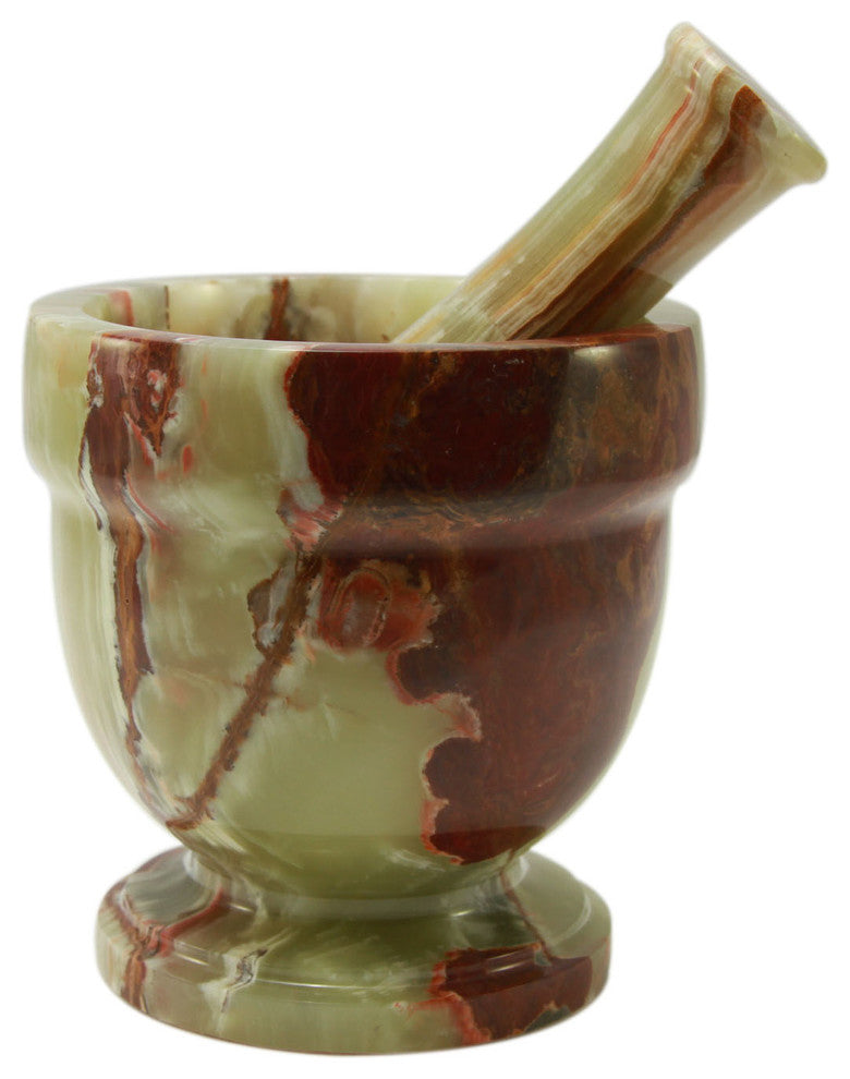 Asclepius Collection Whirl Green Onyx Small Mortar and Pestle Set