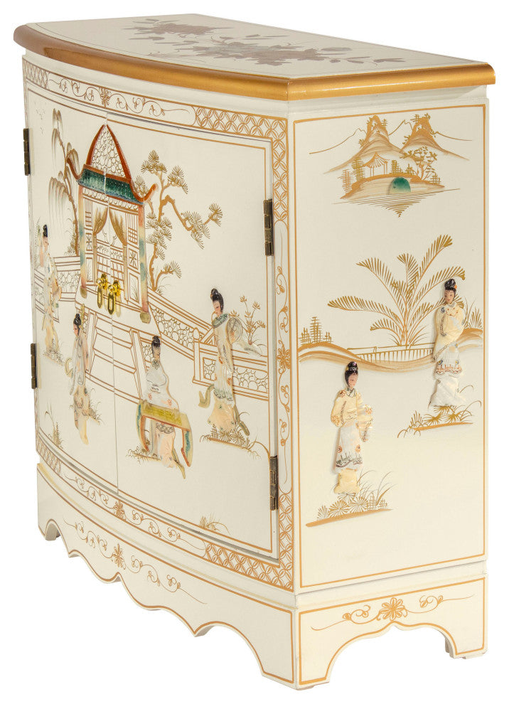 White Lacquer Hall Cabinet Royal Ladies