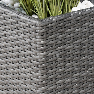 GDF Studio 2-Piece Eden Outdoor Wicker Flower Pots, Gray