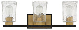 Sidney 3-Light Bathroom Vanity Light, Matte Black With Warm Brass Accents
