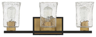 Sidney 3-Light Bathroom Vanity Light, Matte Black With Warm Brass Accents