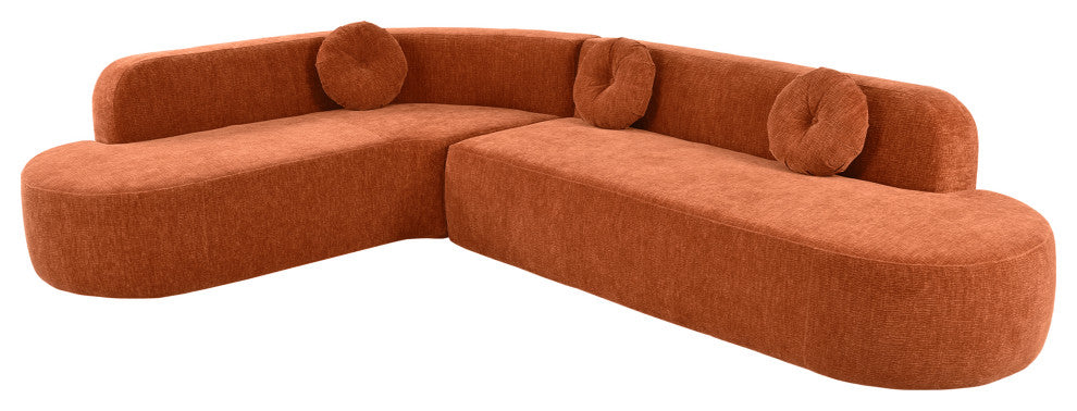 GDF Studio 122" Extra Large Curved Fabric Sectional Sofa, Orange