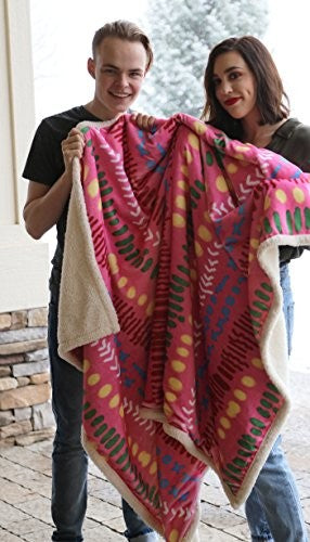 Large Extra Plush Sherpa Throw Blanket 68X54, X'S And O'S