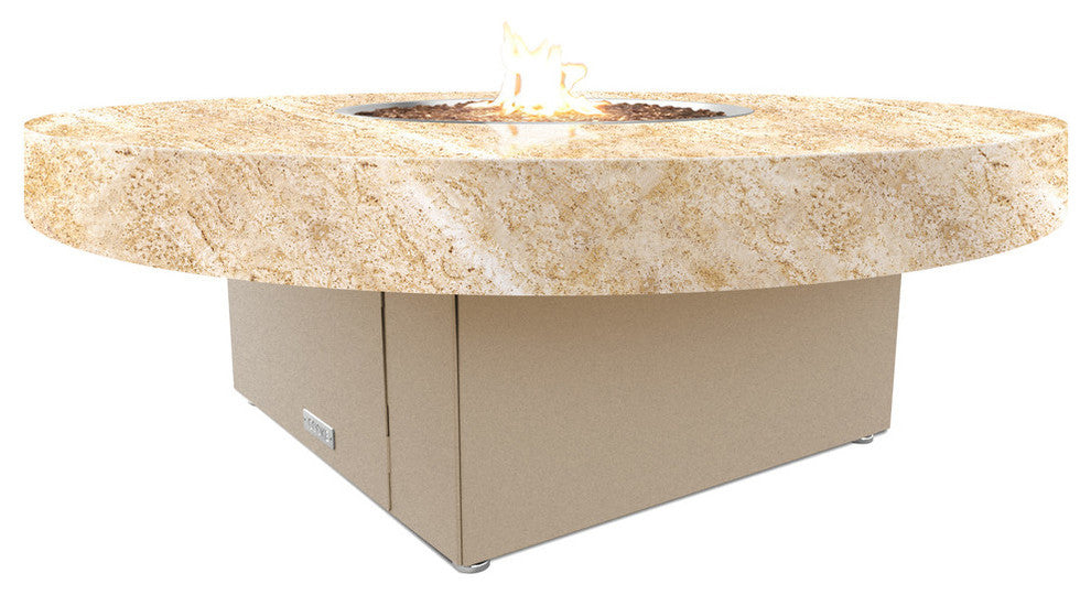 Circular Fire Pit Table, 48 D, Propane, So Cal Special Top, Beige