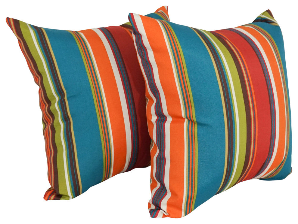 Outdoor Patterned Polyester 25" Jumbo Throw Pillows, Set of 2, Westport Teal
