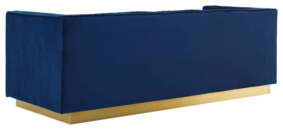 Tufted Armchair and Sofa Set, Velvet, Blue Navy, Modern, Lounge Hospitality