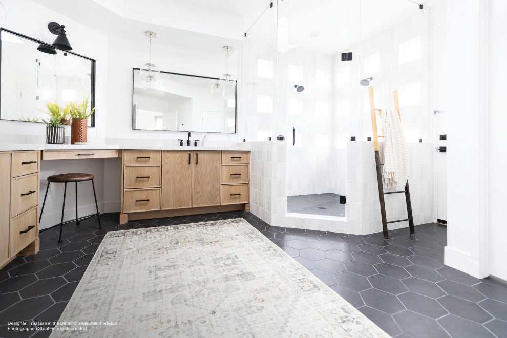Makoto 10"x10" Hexagon Porcelain Tile (18pc - 10.76sqft), Kuroi Black