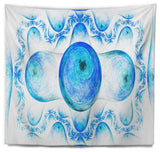 Blue Exotic Fractal Pattern Abstract Wall Tapestry, 80"x68"