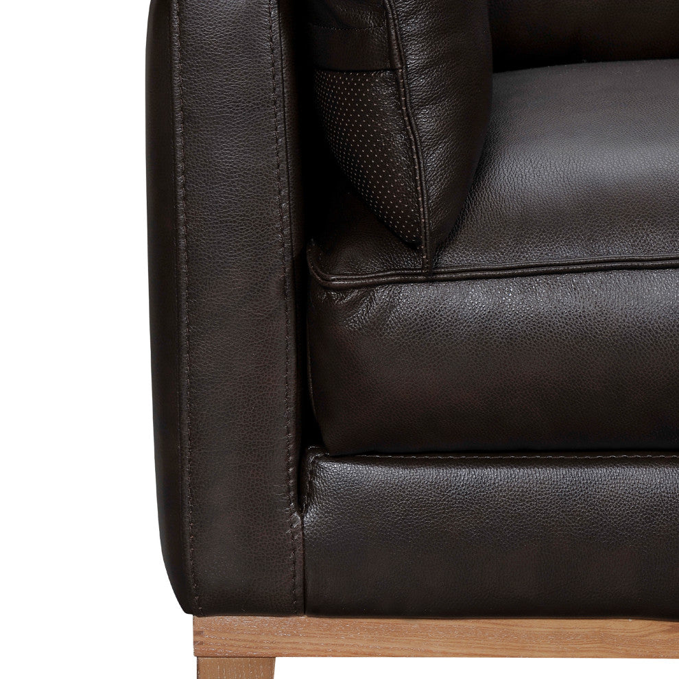 Pompeii 87" Dark Brown Leather Sofa, Dark Brown